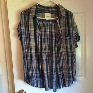 Short Sleeve Plaid Top
